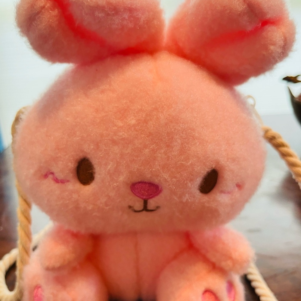 Adorable Pink Plush Bunny Purse